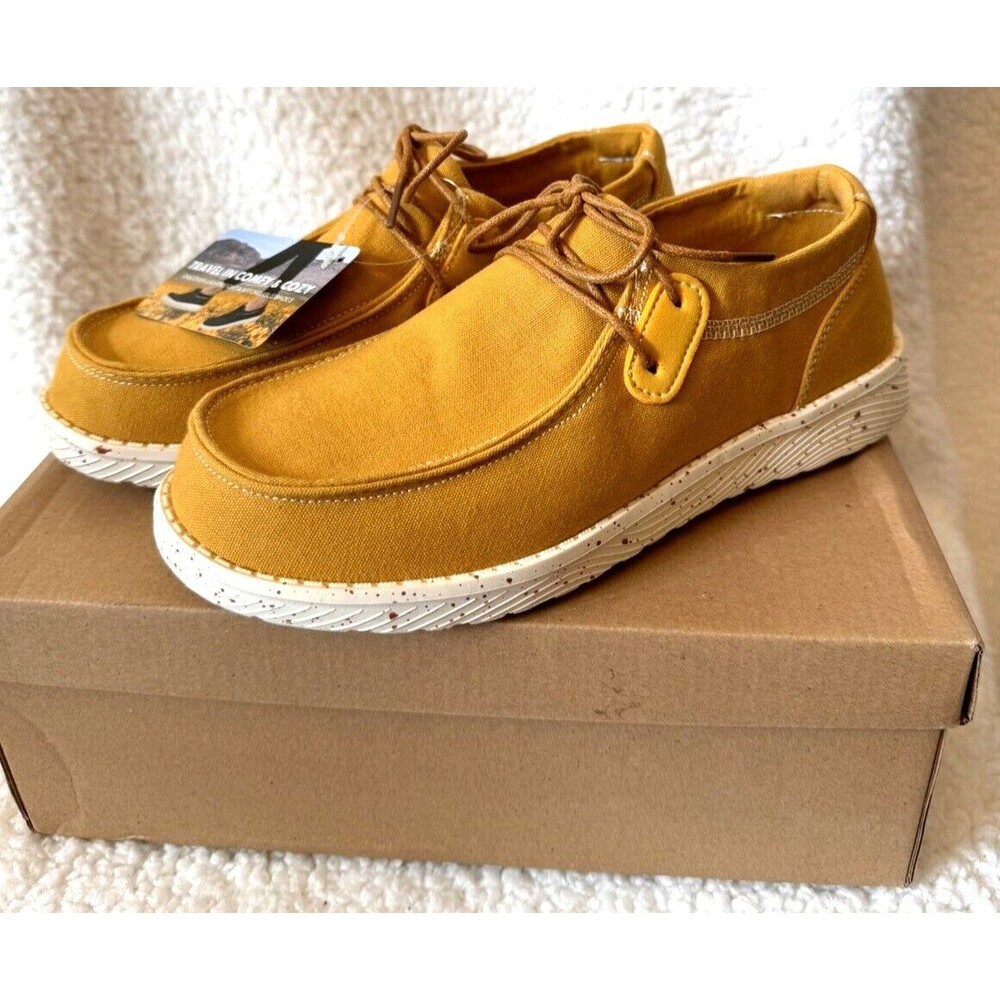 Starmerx Women's 6‎ (37) Canvas Loafers Yellow Shoes New With Box Lightweight